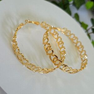 Gold Filled Large Hearts Hoop Earrings